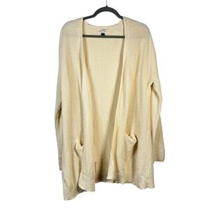 Universal Thread Cream Open Front Long Cardigan Pockets Women’s Size Large